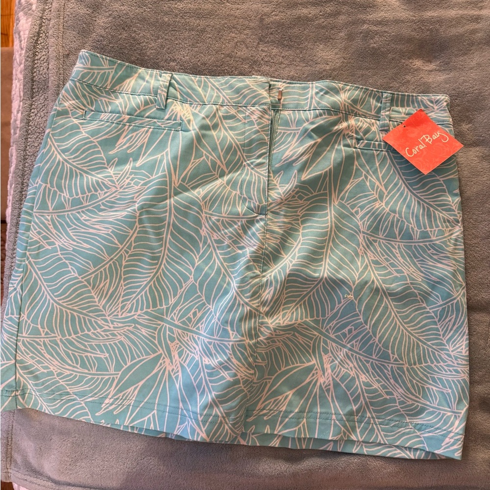 Coral Bay Women's Leaf Print Mini Skort - Light Blue